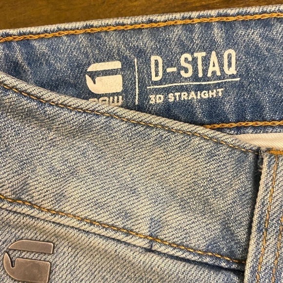 G-Star Raw Size 29 D-Staq 3D Denim Shorts Mens 33x10 Button Fly Light Wash - Picture 9 of 15